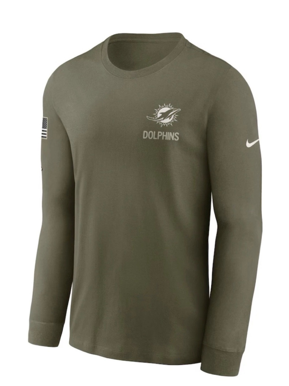 Miami Dolphins Nike Olive 2025 Salute to Service Sideline Long Sleeve Medium Men
